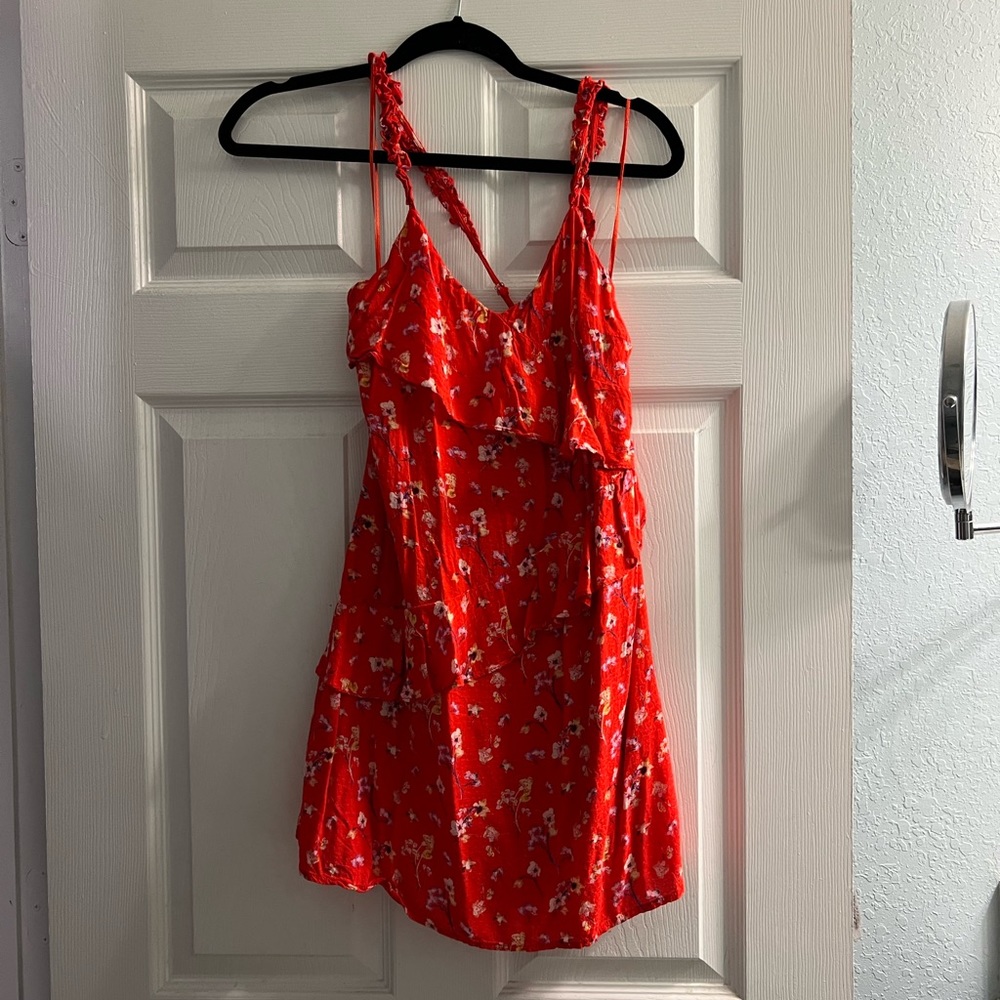 Mini floral red dress